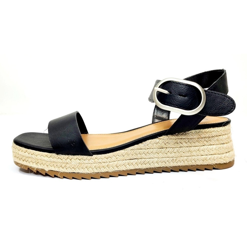 a.n.a Black Strappy Rope Wedge Sandals